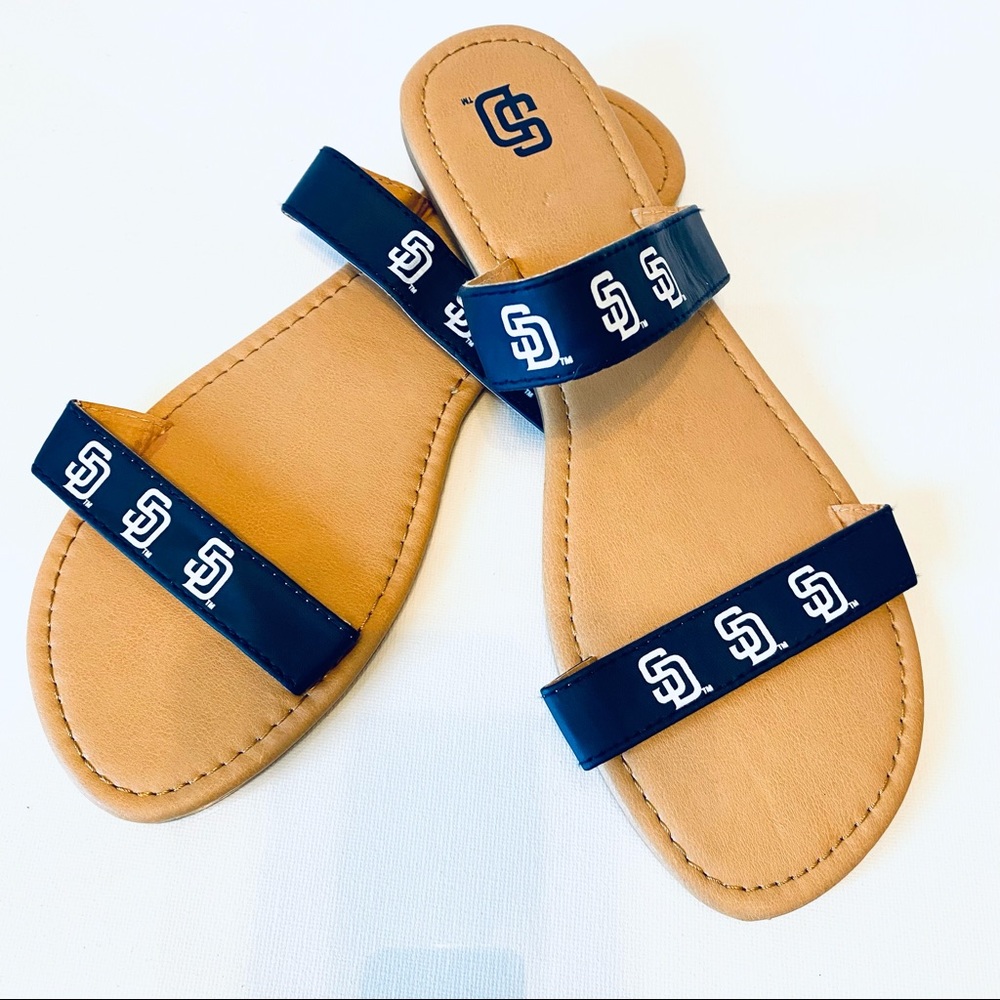 San Diego Padres MLB Sandals Flip Flops Womens Summer Shoe XL Double Strap NWOT